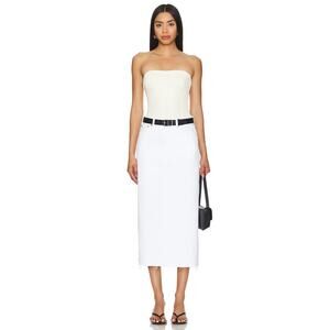 NWT Agolde Della Midi Denim‎ Skirt Milkshake White 27 Minimal Designer